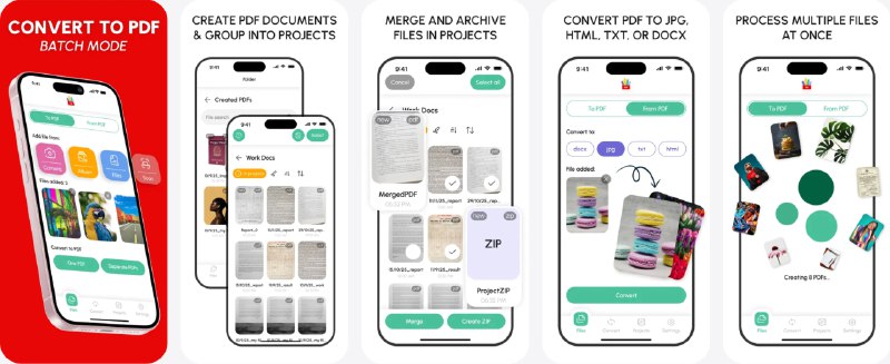 🧭 #应用限免 📂 软件名称：Convert to PDF Batch Mode 🍏 支持平台：#iOS 16.4+ 📊 软件价格：内购限免（跳过试用，从设置中进入内购界面） 🪟 软件简介：一款集文件管理、批量格式转换、文档扫描于一体的 PDF 工具