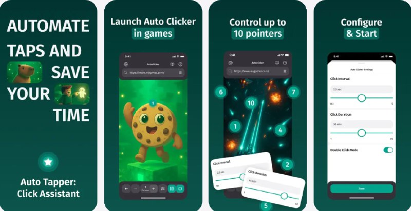 🧭 #应用限免 📂 软件名称：Auto Tapper: Click Assistant 🍏 支持平台：#iOS 16.0+ 📊 软件价格：内购限免（跳过试用，若显示价格不为0请重启应用） 🪟 软件简介：一款自动点击助手工具，能帮你在任意网站上自动执行重复操作，适用于社交平台、网页游戏等多场景
