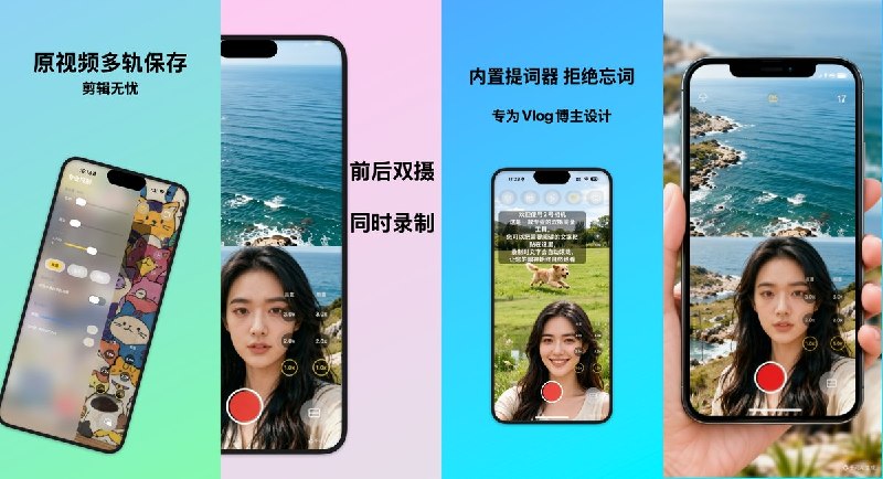 🧭 #应用限免 📂 软件名称：2号相机 🍏 支持平台：#iOS 18.6+ 📊 软件价格：￥8.00 -> ¥0.00 🪟 软件简介：一款专为 Vlog 博主和自媒体创作者设计的双摄录制应用，支持前后镜头同时录制（画中画/分屏）、悬浮提词器、多轨视频独立保存、精准对焦曝光锁定