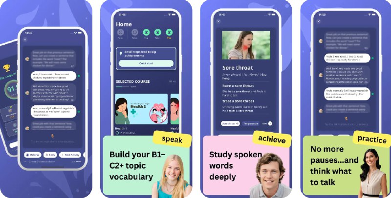 🧭 #应用限免 📂 软件名称：Learn English Conversation AI 🍏 支持平台：#iOS 12.0+ 📊 软件价格：内购限免（profile界面下滑-promo code输入 reddit 即可弹出内购，注意不要点到试用） 🪟 软件简介：一款通过与智能AI伙伴实时对话，帮助您流利自然地说英语的学习工具