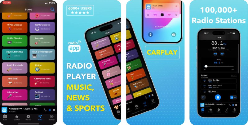 🧭 #应用限免 📂 软件名称：Radio App: AM FM Live Stations 🍏 支持平台：#iOS 17.0+ 📊 软件价格：内购限免（跳过试用从设置中进入内购） 🪟 软件简介：全球收音机应用，支持语音控制，可按地区或心情在车机/手机端直接浏览电台