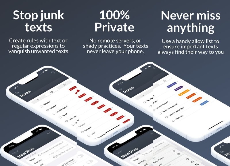 🧭 #应用限免 📂 软件名称：Bouncer: Spam Text Blocker 🍏 支持平台：#iOS 26.0+ 📊 软件价格：￥22.00 -> ¥0.00 🪟 软件简介：一款开源的垃圾短信过滤工具，支持自定义关键词过滤和正则表达式规则，所有过滤在本地完成保护隐私