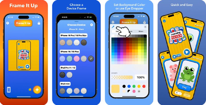 🧭 #应用限免 📂 软件名称：Frame It Up 🍏 支持平台：#iOS 18.0+ 📊 软件价格：￥8.00 -> ¥0.00 🪟 软件简介：一款截图加壳工具，支持最新的 iPhone 与 iPad 设备边框，可自定义背景或选择透明输出，支持一键保存到相册、文件、信息等多处