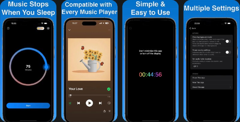 🧭 #应用限免 📂 软件名称：Sleep Timer・Turn Off Music 🍏 支持平台：#iOS 16.0+ 📊 软件价格：内购限免 🪟 软件简介：一款方便您睡前听音乐或音频内容设计的应用，帮助您在入睡后自动停止或静音音乐，避免整夜播放