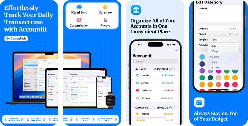 🧭 #应用限免 📂 软件名称：Accountit: 日常记账 收入记账 预算 家庭记账 🍏 支持平台：#iOS 17.0+ #macOS 14.0+ 📊 软件价格：内购限免 🪟 软件简介：一款简洁高效的记账应用，旨在帮助用户轻松记录日常收支、规划预算，并提供多种财务报表和图表，助您全面掌握资金流动情况，您还可以管理各种借贷关系，设置利息和外币核算，软件会自动换算，帮助您实现财务目标