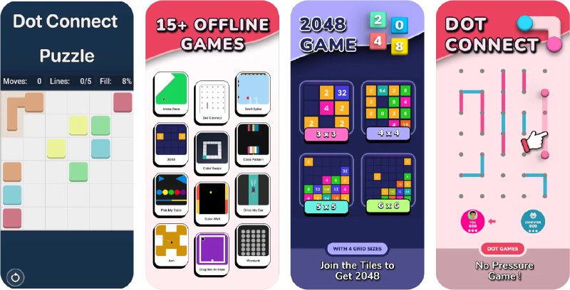 🧭 #应用限免 📂 软件名称：No WiFi Games - Offline Games 🍏 支持平台：#iOS 12.0+ 📊 软件价格：美区 No WiFi Games Lifetime 内购限免 🪟 软件简介：一个提供多款离线益智小游戏的应用，适合随时随地的娱乐，例如经典的2048，连点成线小游戏，也许会是您国庆出行路上消磨时间的选择