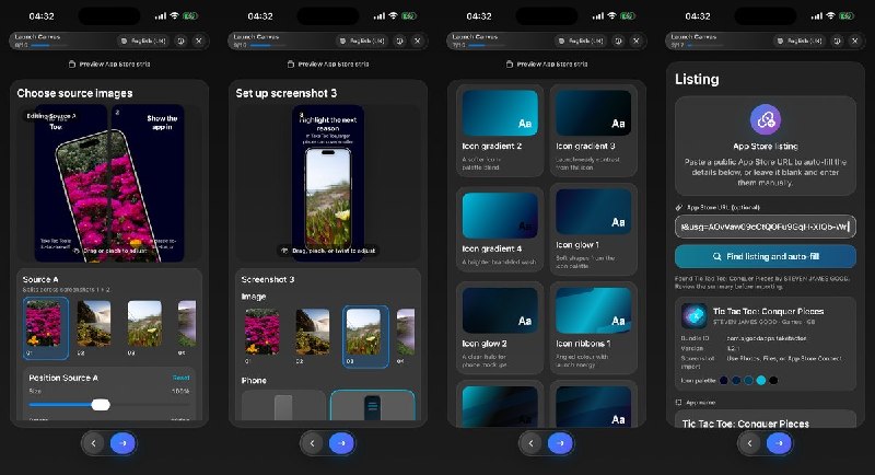 🧭 #应用限免 📂 软件名称：Launch Canvas 🍏 支持平台：#iOS 18.0+ 📊 软件价格：内购限免 🪟 软件简介：一款面向 iOS 开发者的 App Store 截图制作工具，支持从 App Store 链接自动导入应用信息，导入真实截图后选择现成布局、添加营销文案、套用 iPhone 边框，导出精确尺寸的 PNG 图片
