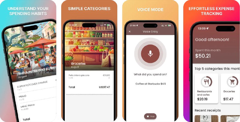 🧭 #应用限免 📂 软件名称：ReceiptiX - 支出追踪器 🍏 支持平台：#iOS 13.0+ 📊 软件价格：内购限免（代理环境） 🪟 软件简介：一款语音记账应用，通过快速收据捕捉和语音输入功能，您可以轻松跟踪日常支出，并借助智能分类和多币种支持，获得清晰的支出洞察，帮助您更好地管理个人财务支出