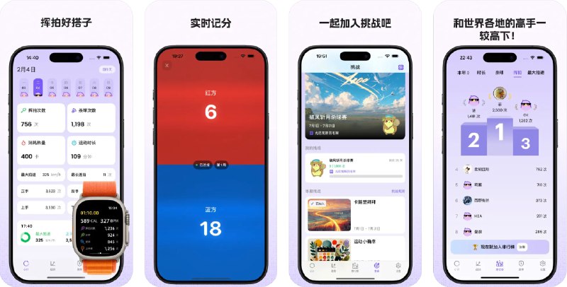 🧭 #应用限免 📂 软件名称：挥拍吧 - 羽毛球记录、分析、实时记分、挑战活动 🍏 支持平台：#iOS 16.0+ 📊 软件价格：内购限免（显示不出价格请重启应用） 🪟 软件简介：一款羽毛球运动记录与分析应用