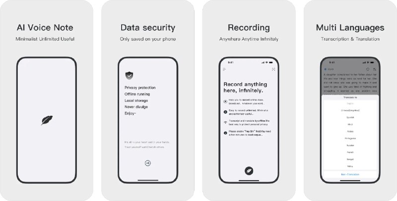 🧭 #优质应用 📂 软件名称：inFin：Infinite AI Voice Notes 🍏 支持平台：#iOS 16.0+ 📊 软件价格：免费 🪟 软件简介：一款易于使用的录音和翻译应用