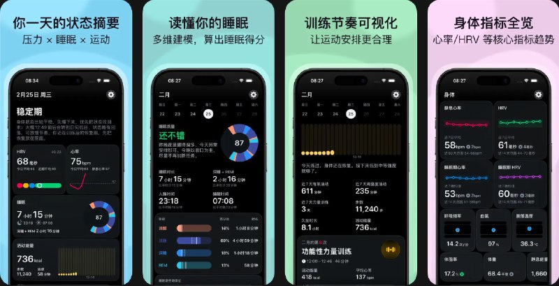 🧭 #应用限免 📂 软件名称：Pulseon 健康：压力检测、睡眠监测与运动健康助手 🍏 支持平台：#iOS 17.0+ 📊 软件价格：内购限免 🪟 软件简介：一款健康助手应用，通过将睡眠、心率、HRV、运动负荷等数据整合成每日状态曲线，帮助用户直观了解自己的生理节律和健康状态