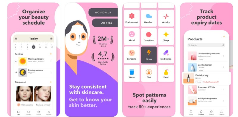 🧭 #应用限免 📂 软件名称：Skin-Care Routine: BasicBeauty 🍏 支持平台：#iOS 15.0+ 📊 软件价格：内购限免 🪟 软件简介：一款帮助您创建、实践并坚持美容护肤程序的工具，提供预设的日常护肤流程、自定义流程、产品管理、使用记录和进度追踪等功能