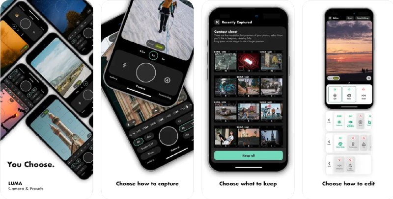 🧭 #应用限免 📂 软件名称：LUMA Camera & Presets 🍏 支持平台：#iOS 16.4+ 📊 软件价格：内购限免 🪟 软件简介：一款摄影应用，让您可以以 RAW 格式捕捉图像，以便进行详细编辑和调整