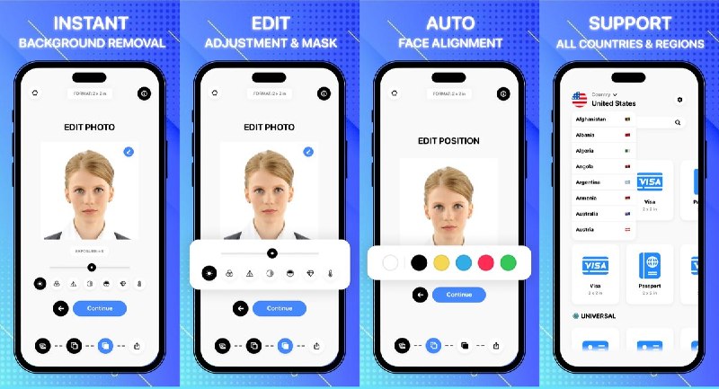 🧭 #应用限免 📂 软件名称：ID Photo: Passport Photo  🍏 支持平台：#iOS15.6+ 📊 软件价格：￥22.00 -> ¥0.00 🪟 软件简介： 一款证件照制作工具，支持 AI 自动裁剪对齐人脸、一键去背景、亮度对比度调节，可生成护照、签证、身份证等 100+ 国家标准尺寸照片