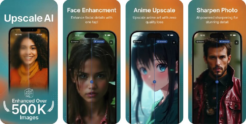 🧭 #应用限免 📂 软件名称：AI Upscale: Enlarge Images 🍏 支持平台：#iOS 12.0+ 📊 软件价格：内购限免 🪟 软件简介：一款功AI图片放大和增强工具