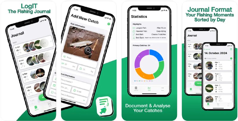 🧭 #应用限免 📂 软件名称：LogIT - The Fishing Journal 🍏 支持平台：#iOS 17.0+ 📊 软件价格：内购限免 🪟 软件简介：一款专为钓鱼爱好者设计的日志记录应用