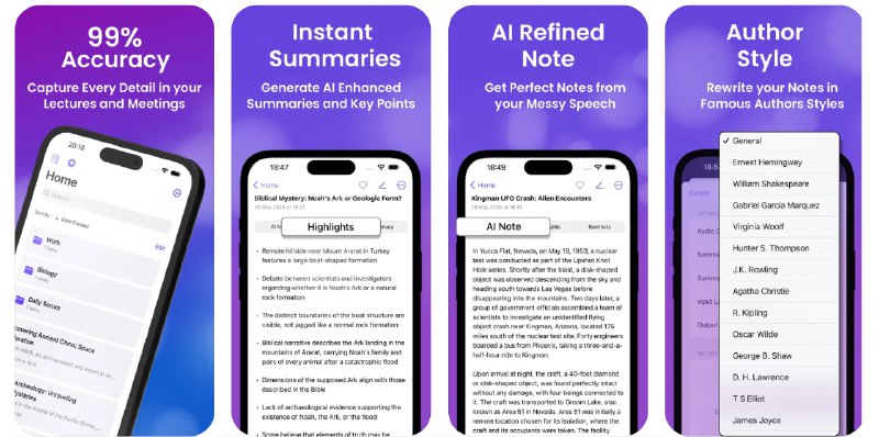 🧭 #应用限免 📂 软件名称：Transcribe AI: Voice to Text 🍏 支持平台：#iOS 17.0+ 📊 软件价格：内购限免 🪟 软件简介：一款语音转文字的应用程序，该应用提供准确的转录功能，使用人工智能处理内容，并生成重要要点列表和口述内容的摘要版本