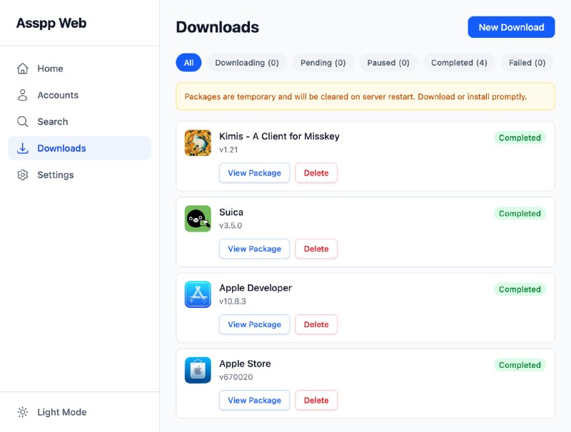 🆔  项目名称：AssppWeb⭐️  项目功能：iOS应用安装📁  项目简介：一款可以在无需 App Store 的情况下获取和安装 iOS 应用的工具