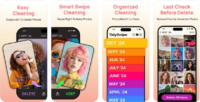 🧭 #应用限免 📂 软件名称：TidySwipe: Photo Delete Swipe 🍏 支持平台：#iOS 16.6+ 📊 软件价格：内购限免 🪟 软件简介：一款照片清理工具，通过滑动操作让管理照片存储变得有趣且简单