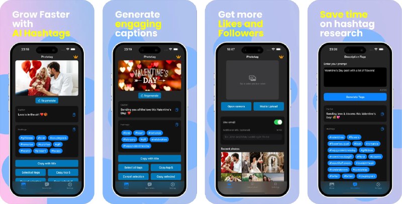 🧭 #应用限免 📂 软件名称：AI Hashtags & title Phototag 🍏 支持平台：#iOS 17.2+ 📊 软件价格：内购限免（设置→终身专业版），注意不要点到自动弹出的内购窗口了 🪟 软件简介：一款社交媒体辅助工具，帮助您利用 AI 技术为社交媒体推文生成有吸引力的话题标签和标题，可自定义标题风格、添加个性化签名，通过优化内容的可见性和吸引力，帮助您获得更多的关注与点赞