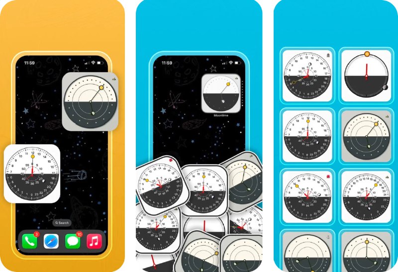 🧭 #应用限免 📂 软件名称：月时 - 月亮时钟小部件 🍏 支持平台：#iOS 17.0+ 📊 软件价格：￥88.00 -> ¥0.00 🪟 软件简介：一款设计精美的月亮与太阳追踪及全天时钟小部件应用，让你像看表一样轻松了解月亮位置、月相、日出日落等天象信息