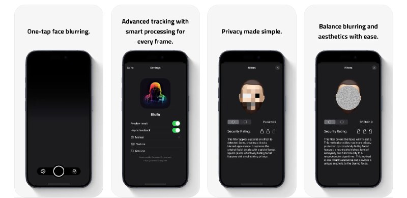 🧭 #优质应用  📂 软件名称：Blufa 🍏 支持平台：#iOS 17.0+ 📊 软件价格：免费 🪟 软件简介：一款给照片、视频打上马赛克的应用，可通过先进的面部识别和智能算法进行快速面部模糊，该过程完全在设备上处理以确保数据安全；支持通用格式、可定制的模糊滤镜、分享选项以及友好的界面