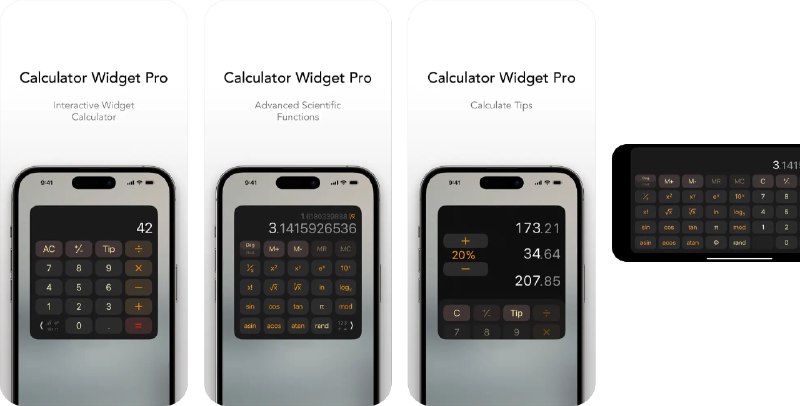 🧭 #应用限免 📂 软件名称：计算器小组件专业版 🍏 支持平台：#iOS 17.0+ 📊 软件价格：¥8.00 -> ¥0.00 🪟 软件简介：一款专业的计算器应用，可以在设备的主屏幕上添加小组件，快速进行计算操作，包括基本算术、科学计算、小费计算等功能