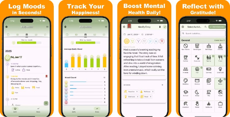 🧭 #应用限免 📂 软件名称：Daily Mood Tracker Journal 🍏 支持平台：#iOS 18.2+ 📊 软件价格：内购限免（若卡在启动页面请重启应用） 🪟 软件简介：一款专为心理健康和日记打造的情绪追踪应用