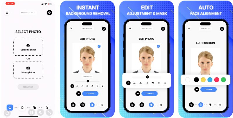 🧭 #应用限免 📂 软件名称：ID Photo: Passport Photo 🍏 支持平台：#iOS 15.6+ 📊 软件价格：￥22.00 -> ¥0.00 🪟 软件简介：一站式证件照制作工具，支持拍摄、抠图与裁切，几秒生成符合规范的护照、签证与各类证件照片