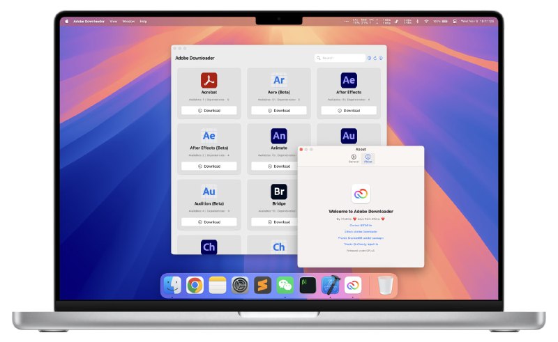 🧭 #优质应用 📂 软件名称：Adobe Downloader 🍏 支持平台：#macOS 📊 软件价格：免费 🪟 软件简介：一款可以简化 Adobe 应用的下载和安装过程的软件