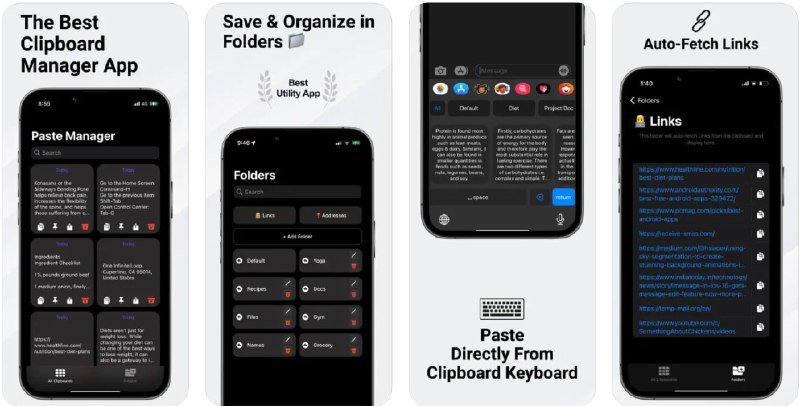 🧭 #应用限免 📂 软件名称：Clipboard Keyboard Manager App 🍏 支持平台：#iOS 15.0+ 📊 软件价格：内购限免 🪟 软件简介：一款剪贴板管理工具，让您轻松管理和存储多条剪贴板内容，并通过内置的键盘扩展，快速调用保存的剪贴项进行粘贴