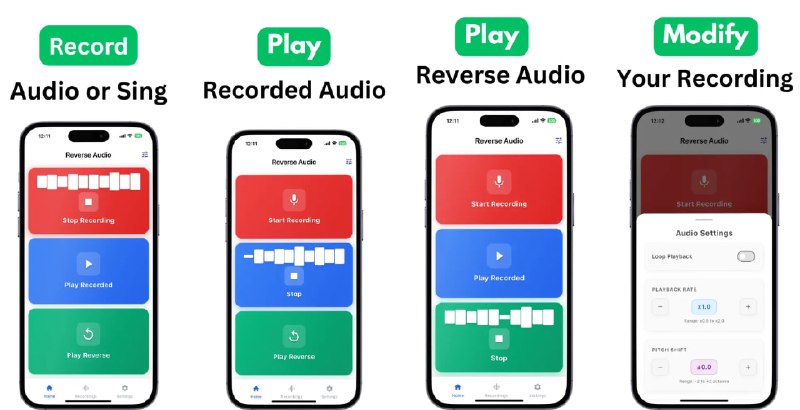 🧭 #应用限免 📂 软件名称：Reverse Audio Maker 🍏 支持平台：#iOS 12.0+ 📊 软件价格：内购限免 🪟 软件简介：一款音频倒放处理工具，可轻松创建反向音频效果