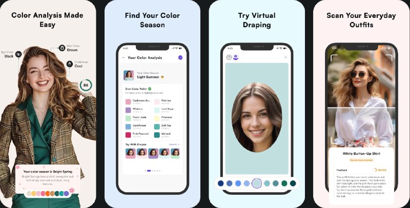 🧭 #应用限免 📂 软件名称：Color Analysis - StyleIt AI 🍏 支持平台：#iOS 15.0+ 📊 软件价格：内购限免 🪟 软件简介：一个个性化数字色彩顾问，帮助您发现最适合自己的季节色彩搭配