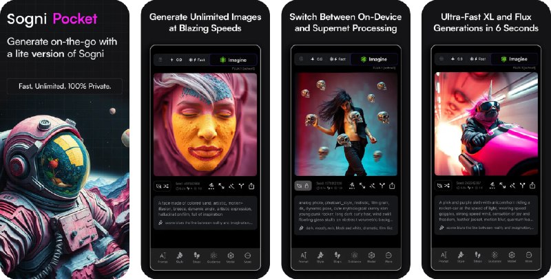 🧭 #应用限免 📂 软件名称：Sogni - AI Art Generator 🍏 支持平台：#iOS 17.0+ #macOS 14.0+ 📊 软件价格：¥198.00 -> ¥0.00 🪟 软件简介：一款功能强大的 AI 艺术生成工具，可生成 2048x2048 像素的高清图片和动画，支持文本生成图片、图片生成图片、文本/图片/视频生成动画等多种模式