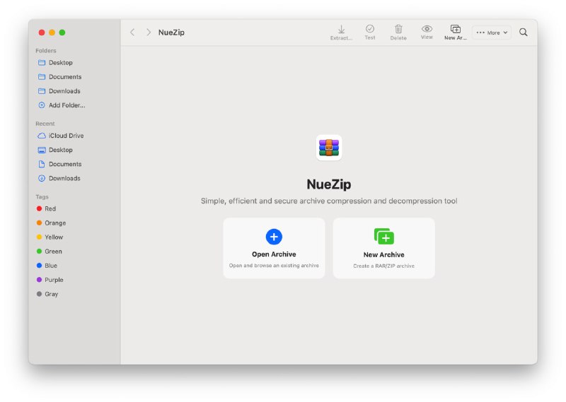 🧭 #优质应用 📂 软件名称：NueZip 🍏 支持平台：#macOS  📊 软件价格：免费 🪟 软件简介：一款基于原生 API 的压缩解压工具，靠速度和功能解决文件管理痛点