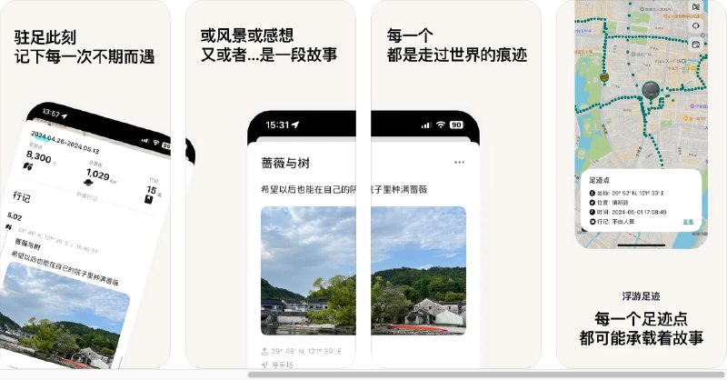 🧭 #优质应用  📂 软件名称：浮游足迹-每一步都是走过世界的痕迹 🍏 支持平台：#iOS 17.0+ 📊 软件价格：免费 🪟 软件简介：一款旅行足迹记录应用，它可以帮助您记录自己的旅行轨迹和足迹