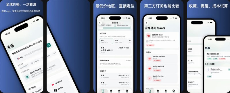 🧭 #应用限免 📂 软件名称：AppHunt-收藏喜欢的应用 🍏 支持平台：#iOS 16.0+ 📊 软件价格：￥6.00 -> ¥0.00 🪟 软件简介：App Store 订阅服务的全球价格参考工具，支持应用价格历史追踪、最低价提醒、收藏管理，以及 iCloud+、Apple One、Apple Music 等订阅服务的参考价格与成本试算，还能生成价格海报分享