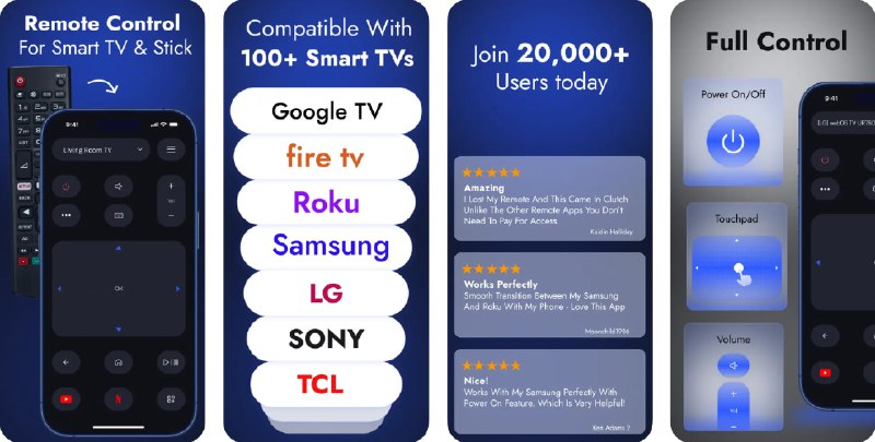 🧭 #应用限免 📂 软件名称：万能遥控器 智能电视助手 🍏 支持平台：#iOS 16.0+ 📊 软件价格：内购限免 🪟 软件简介：一款实用的手机虚拟遥控应用，支持控制全球主流品牌的智能电视，包括 Samsung、LG、Sony、Philips、TCL、Hisense、Xiaomi、Amazon Fire TV 等