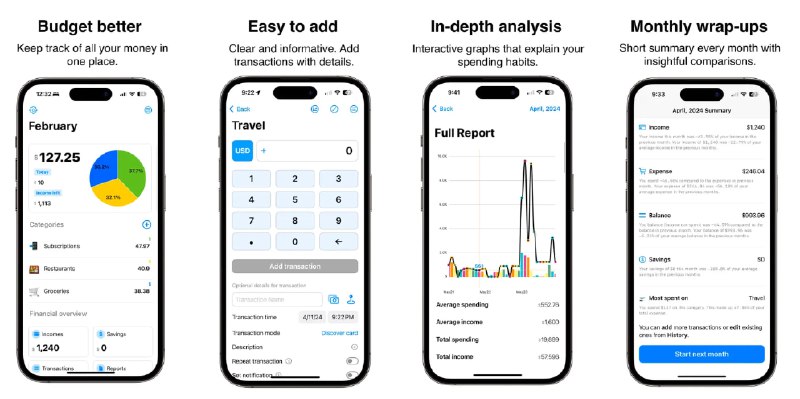 🧭 #应用限免 📂 软件名称：Money-Wise 🍏 支持平台：#iOS 15.1+ 📊 软件价格：内购限免 🪟 软件简介：一款帮助您管理财务的应用