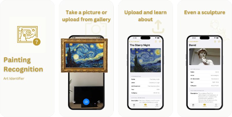 🧭 #应用限免 📂 软件名称：绘画识别艺术扫描 🍏 支持平台：#iOS 17.0+ 📊 软件价格：内购限免 🪟 软件简介：一款帮助您识别和欣赏艺术作品的应用