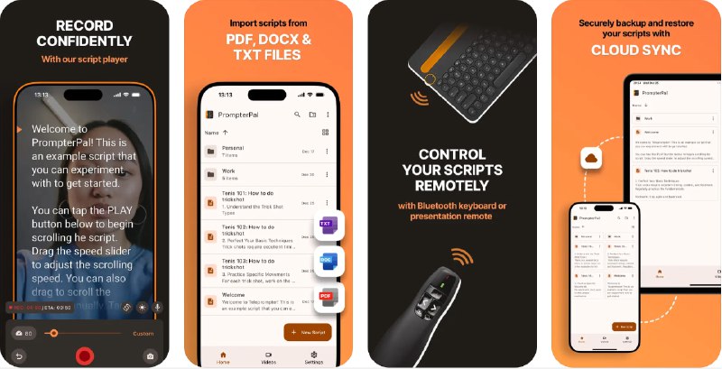 🧭 #应用限免 📂 软件名称：Teleprompter & Video Recorder 🍏 支持平台：#iOS 15.3+ 📊 软件价格：内购限免 🪟 软件简介：一款提词器应用，让您在录制视频时可以轻松阅读脚本而无需让眼神离开屏幕