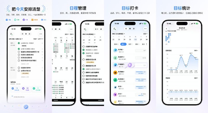 🧭 #应用限免 📂 软件名称：Minigoal - 日周月计划与小目标打卡 🍏 支持平台：#iOS 15.6+ 📊 软件价格：内购限免 🪟 软件简介：一款围绕日程、目标、任务和记录设计的效率应用，支持日 / 周 / 月视图日程管理、目标打卡追踪长期习惯、四象限任务优先级判断、每日记录与每周总结复盘