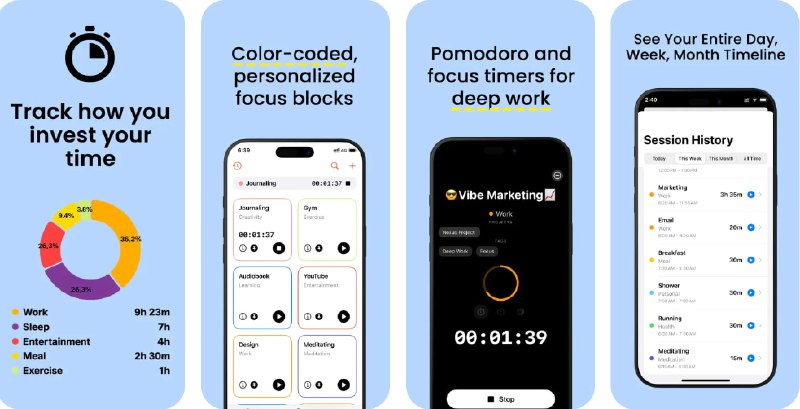 🧭 #应用限免 📂 软件名称：Habit Time Tracker - Flowtic 🍏 支持平台：#iOS 17.5+ 📊 软件价格：内购限免 🪟 软件简介：一款专注时间管理与习惯养成的一键计时工具