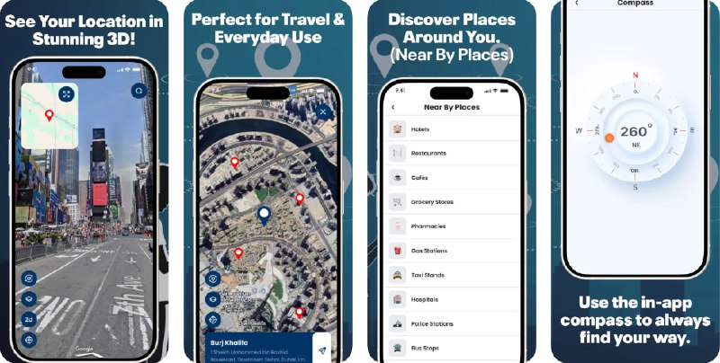 🧭 #应用限免 📂 软件名称：Street View 3D Live Google Map  🍏 支持平台：#iOS 15.0+ 📊 软件价格：内购限免 🪟 软件简介：一款提供360度街景探索的实时地图导航应用，结合Google地图数据带来沉浸式街景体验
