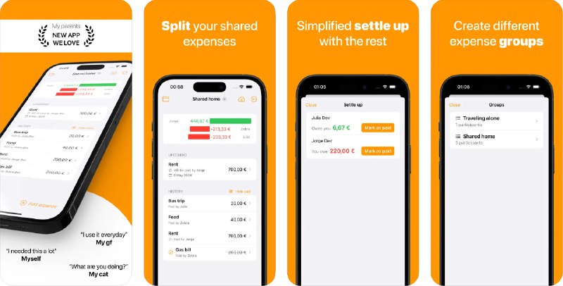 🧭 #应用限免 📂 软件名称：Bill Share: Split expenses 🍏 支持平台：#iOS 17.0+ 📊 软件价格：内购限免 🪟 软件简介：一款用于分摊费用和账单的应用