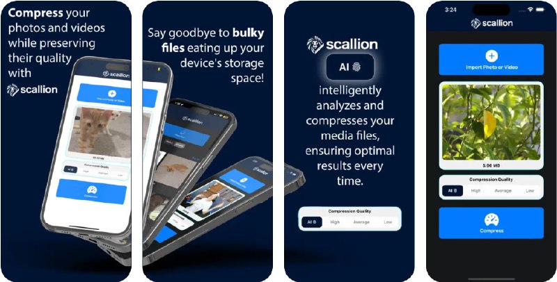 🧭 #应用限免 📂 软件名称：scallion - AI Compressor 🍏 支持平台：#iOS 13.4+ 📊 软件价格：¥22.00 -> ¥0.00 🪟 软件简介：一款压缩工具，可以在保持原始质量的情况下压缩照片和视频，帮助您节省设备存储空间