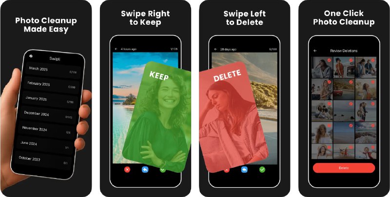 🧭 #应用限免 📂 软件名称：Photo Cleaner - Swipli 🍏 支持平台：#iOS 13.0+ 📊 软件价格：内购限免 🪟 软件简介：一款智能且简洁的照片清理工具，帮助您快速整理 iPhone 的相册，无论是模糊照片、重复图片还是截图，这款应用都能帮助您高效地清理，通过滑动手势，您可以快速删除不需要的照片，保持相册整洁