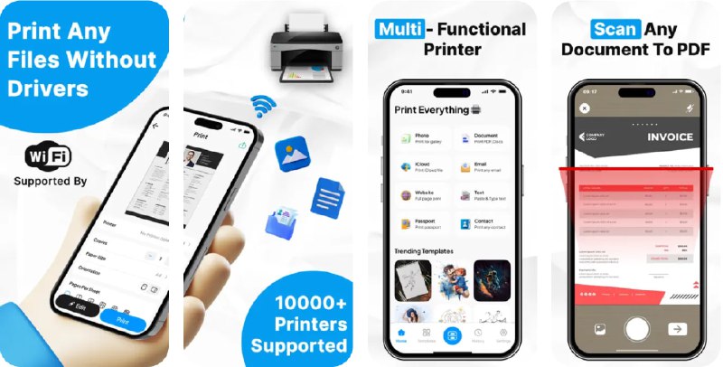 🧭 #应用限免 📂 软件名称：Printer App: Smart Print PDF 🍏 支持平台：#iOS 14.0+ 📊 软件价格：内购限免 🪟 软件简介：一款打印应用，帮助您简化打印流程，轻松打印文档、图片和网页
