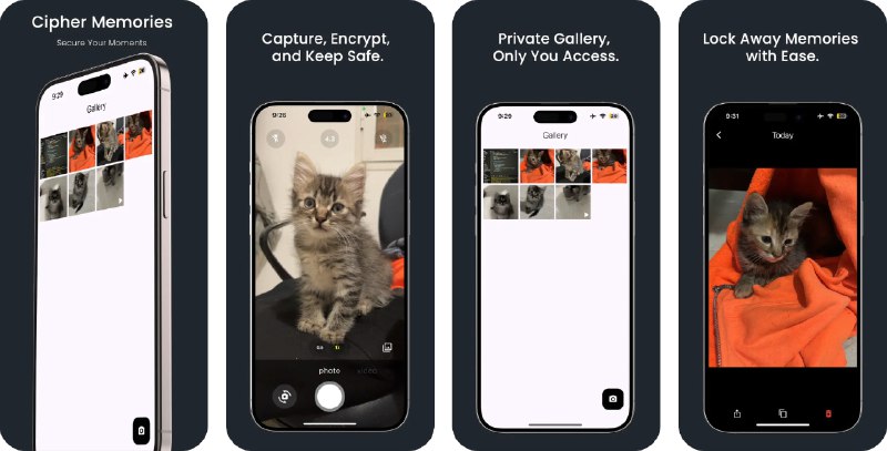 🧭 #应用限免 📂 软件名称：Cipher Memories 🍏 支持平台：#iOS 12.0+ 📊 软件价格：¥22.00 -> ¥0.00 🪟 软件简介：一款私密的加密照片和视频库，它提供先进的加密技术、内置相机功能，确保您的照片和视频仅供您查看，相关拍摄图片不会被保存到手机图库