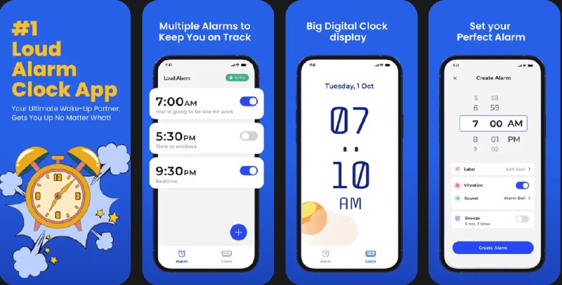 🧭 #应用限免 📂 软件名称：LOUD: Digital Loud Alarm Clock 🍏 支持平台：#iOS 17.5+ 📊 软件价格：内购限免 🪟 软件简介：一款闹钟应用，能够根据睡眠模式个性化设置